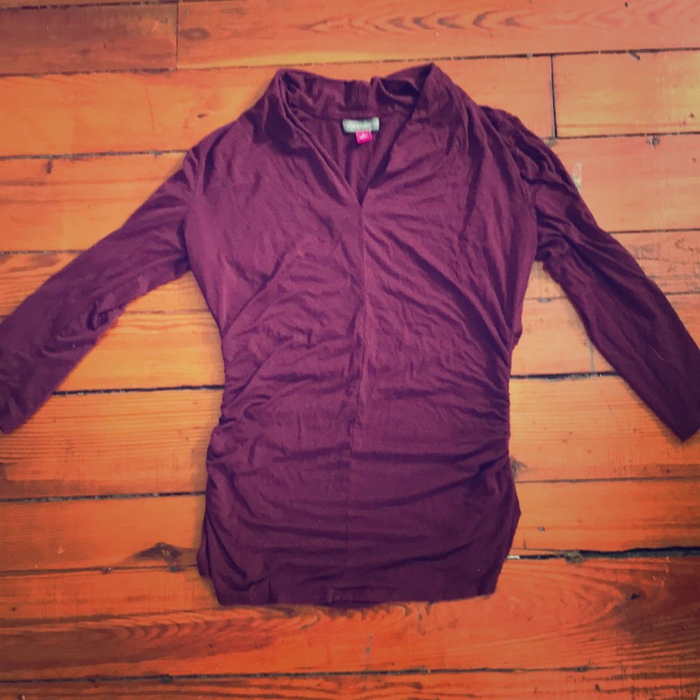 Flattering Burgundy V-Neck Shirt